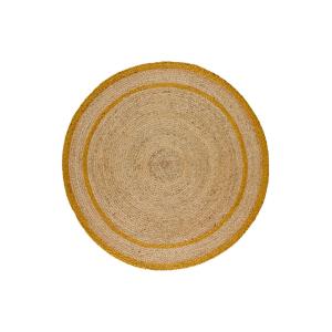 Tapis rond en jute beige/moutarde 120x120 cm