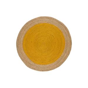 Tapis rond en jute beige/moutarde 90x90 cm