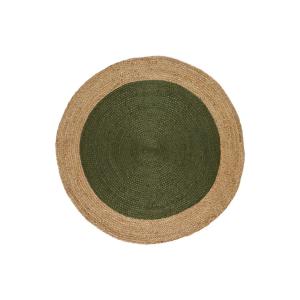 Tapis rond en jute beige/vert 120x120 cm