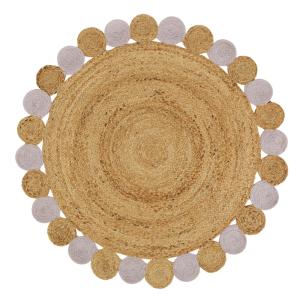 Tapis rond en jute et coton parme
