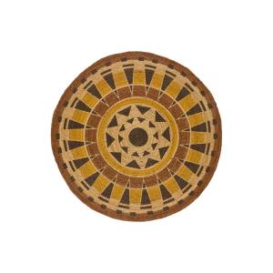 Tapis rond en jute ethnique marron/jaune/beige  90x90 cm