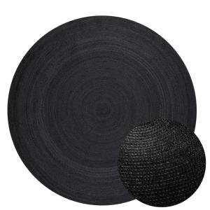 Tapis Rond en Jute Noir 100x100cm