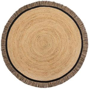 Tapis rond en jute noir 180x180 cm