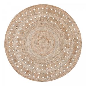 Tapis rond en jute, tapis artisanal tissé à la main, beige…