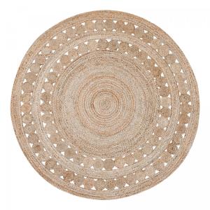 Tapis rond en jute, tapis artisanal tissé à la main, beige…