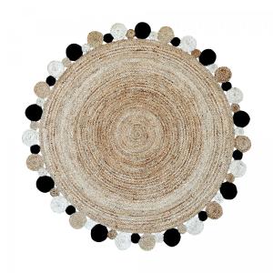 Tapis rond en jute, tapis artisanal tissé à la main, beige…