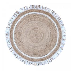 Tapis rond en jute, tapis artisanal tissé à la main, blanc…