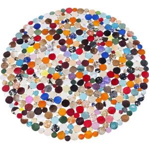 Tapis rond en peau de vache et chèvre D150