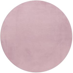 Tapis rond fausse Fourrure toucher doux Rose 120x120cm