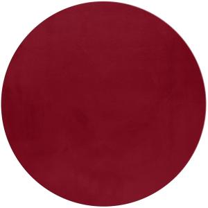Tapis rond fausse Fourrure toucher doux Rouge 120x120cm