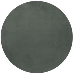 Tapis rond fausse Fourrure toucher doux Vert 120x120cm