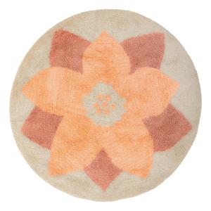 Tapis rond fleurs en coton diamètre 100cm