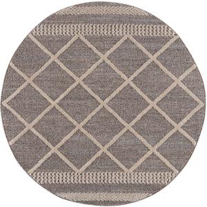 Tapis rond géométrique tressées mocca et crème 120x120cm
