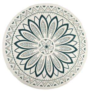 Tapis rond imprimé mandala d. 90 cm vert