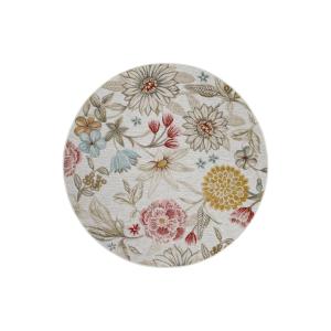 Tapis rond intérieur/extérieur bohème motif fleurs Ø120