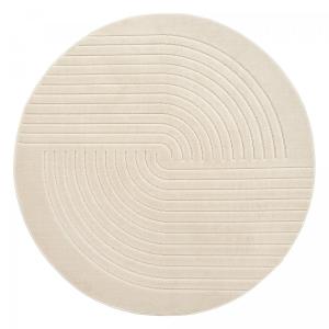 Tapis rond intérieur extérieur en relief  ton sur ton Beige…