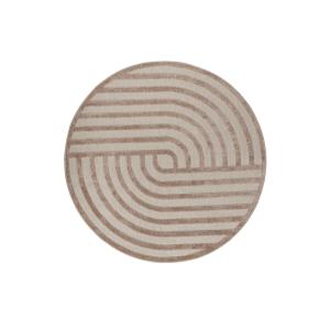 Tapis rond intérieur/extérieur graphique à relief beige Ø12…