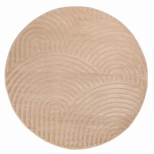 Tapis rond motif arc en ciel en relief - Beige - D120 cm