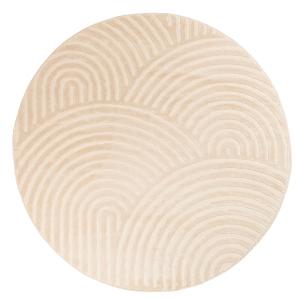 Tapis rond motif arc en ciel en relief - Crème - D120 cm