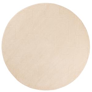 Tapis rond motif géométrique en relief - Crème - D120 cm