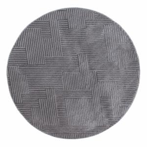 Tapis rond motif géométrique en relief - Gris - D120 cm