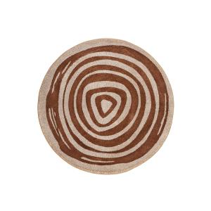 Tapis rond motif spirale brique et brun chiné 80 D