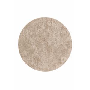 Tapis rond poils longs doux brillant beige sable 120 rd.