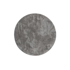 Tapis rond poils longs doux brillant gris clair 120 rd.