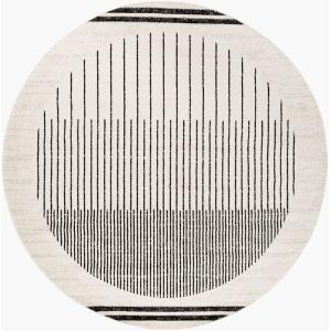 Tapis Rond Scandinave Moderne Blanc/Noir  Ø 160
