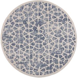 Tapis rond scandinave tressées bleu et crème 120x120cm