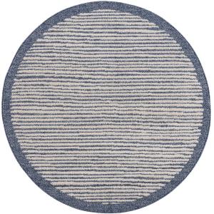 Tapis rond scandinave tressées bleu et crème 160x160cm