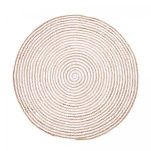 Tapis rond tissé main en jute idéal pour un salon, blanc ø1…