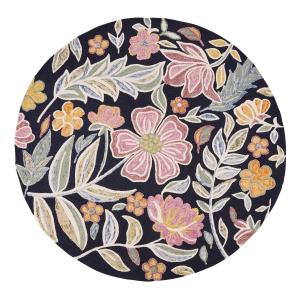 Tapis rond tufté motif floral multicolore D160