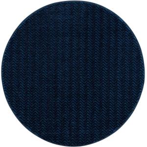 Tapis rond uni bleu à relief chevron 200x200cm