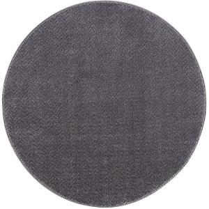 Tapis rond uni gris à relief chevron 120x120cm