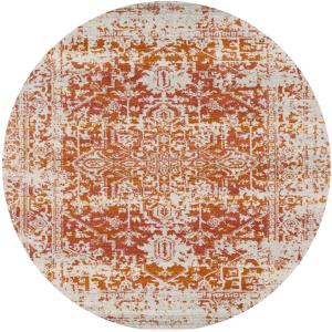 Tapis Rond Vintage Oriental Orange/Blanc Ø 160