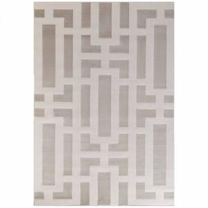 Tapis salon 120x170cm Crème Géométrique