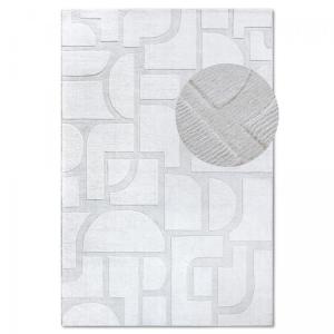 Tapis salon 120x170cm Ecru Laine Géométrique