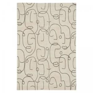 Tapis salon 120x180 cm tissé main en laine beige