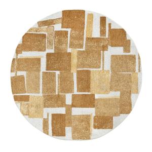 Tapis salon et chambre tissé plat Diam 140 cm Jaune