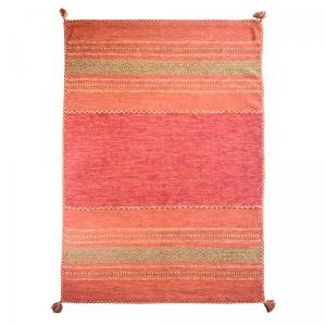 Tapis salon, kilim tissé main en coton motif ethnique, roug…