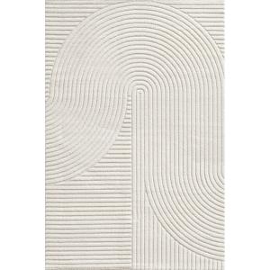 Tapis salon moderne bohème scandinave, crème, 140 x 200 cm