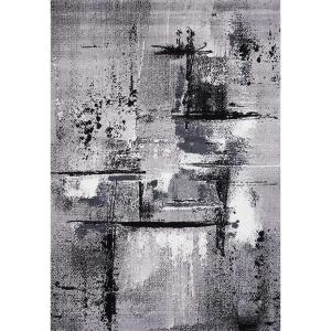 Tapis salon motif abstrait doux et soyeux, gris 160x230