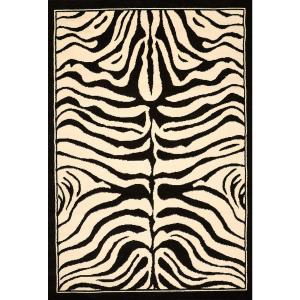 Tapis salon motif animaux doux et soyeux, noir 133x200