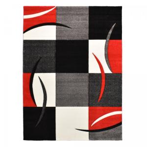 Tapis salon motif damier doux et soyeux, rouge 120x170