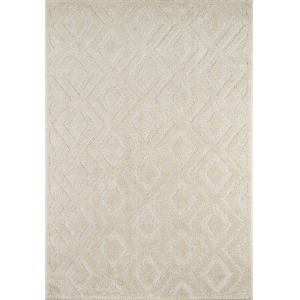 Tapis salon motif losange en 3D crème - 120x160