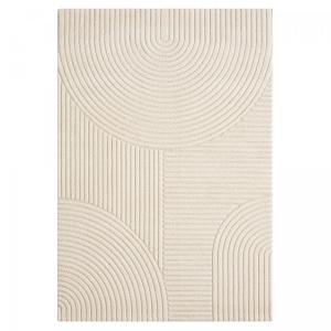 Tapis salon motif simple doux et soyeux, ecru 200x290