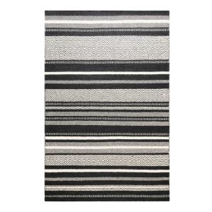 Tapis salon noué main 100% laine naturelle noir et blanc 13…