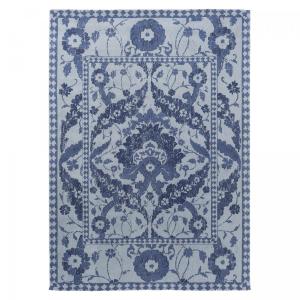 Tapis salon tissé à la main en coton motif floral, bleu 170…