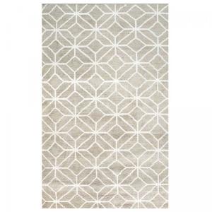Tapis salon tissé à la main en laine motif scandinave, beig…